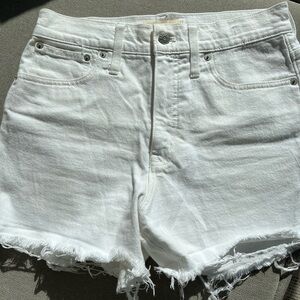 Madewell white high rise denim shorts